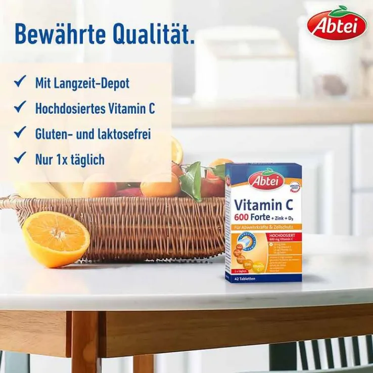 Abtei Vitamin C 600 Forte Tabletten Titandioxidfrei , 42 St
