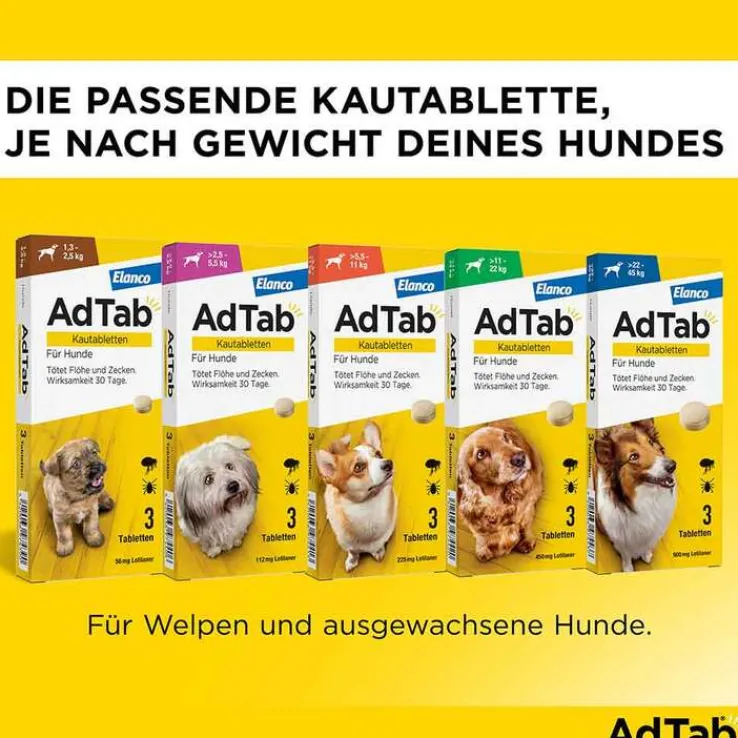 AdTab™ Kautabletten für große Hunde 450 mg 11 bis 22 kg, 3 St