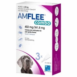 Amflee combo 402/361,8 mg Lösung zum Auftropfen für Hunde über 40 kg, 3 St