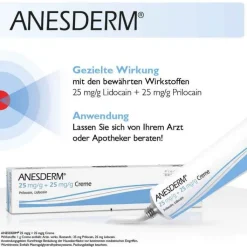 ANESDERM 25 mg/g + 25 mg/g Creme + Pflaster, 5 g