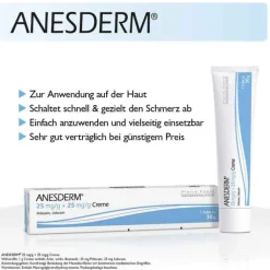 ANESDERM 25 mg/g + 25 mg/g Creme + Pflaster, 5 g
