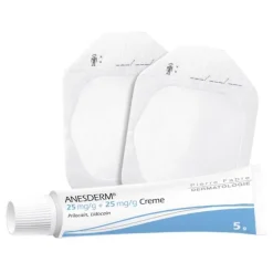 ANESDERM 25 mg/g + 25 mg/g Creme + Pflaster, 5X5 g