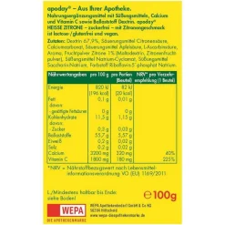 Apoday Heiße Zitrone Vitamin C und Calcium ohne Zucker Pulver, 10X10 g