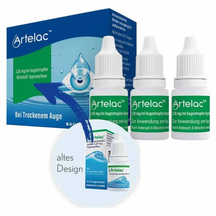 Artelac® Augentropfen, Tränenersatzmittel, 3X10 ml