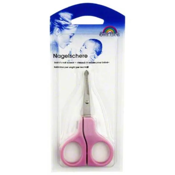 Babyschere gebogen rosa BF 9 cm, 1 St