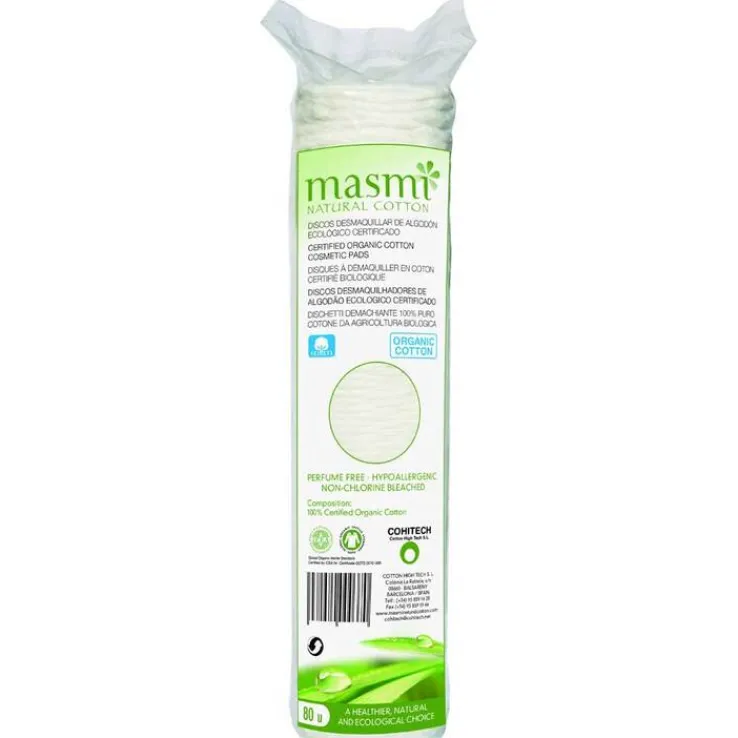 Bio Kosmetikpads 100% Bio Baumwolle Masmi, 80 St