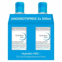 Bioderma Hydrabio H2O Mizellen-Reinigungslösung für feuchtigkeitsarme Haut, 2X500 ml