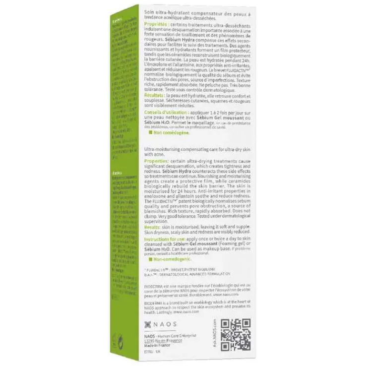Bioderma Sebium Hydra Creme für unreine, ölige, zu Akne neigende Haut, 40 ml