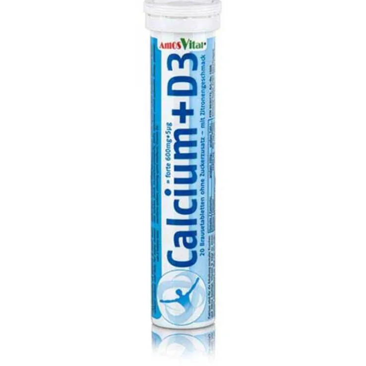 Calcium 600 mg + Vitamin D3 5µg Amosvital Brauset., 20 St