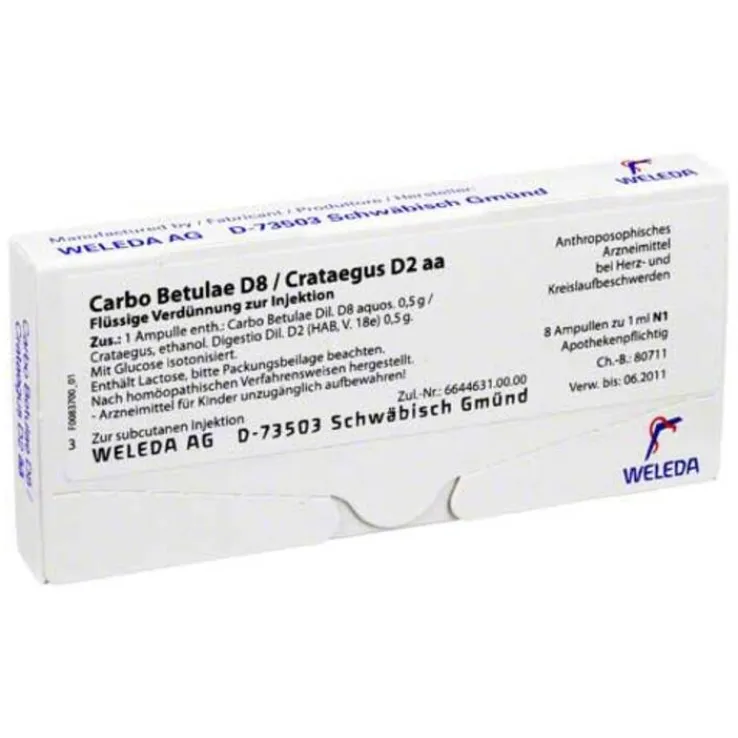 Carbo Betulae D8 / Crataegus D2 aa Ampullen, 8X1 ml