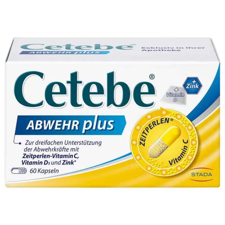 Cetebe Abwehr plus Vitamin C + Vitamin D3 + Zink Kapseln, 60 St