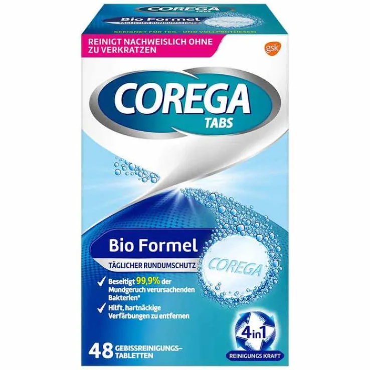 COREGA TABS Bio Formel, für herausnehmbaren Zahnersatz/dritte Zähne, 48 St
