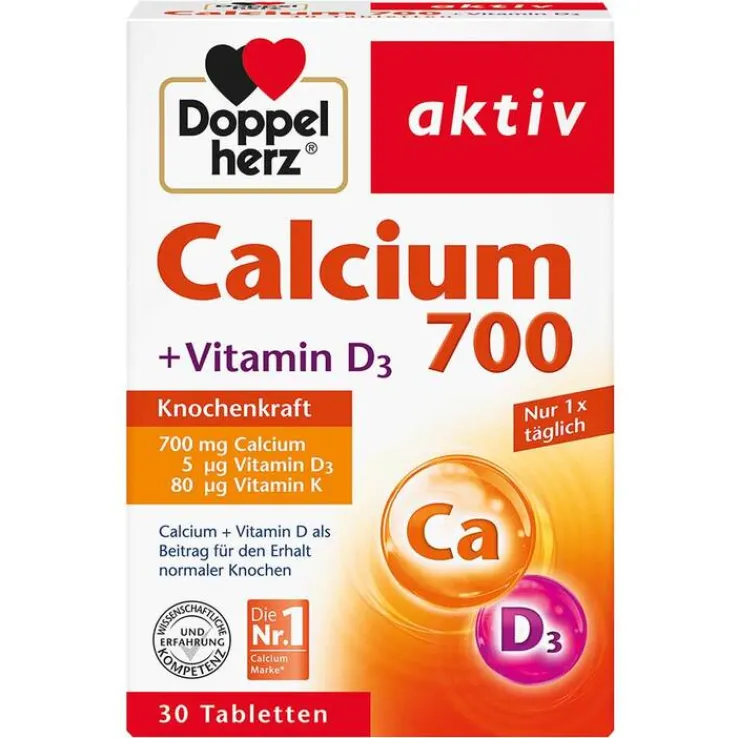 Doppelherz Calcium 700 + Vitamin D3 Tabletten, 30 St