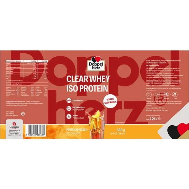Doppelherz Clear Whey Iso Protein Pfirsich-Eistee, 300 g