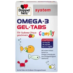Doppelherz Omega-3 Gel-Tabs family Erdbeer Citrus system, 60 St