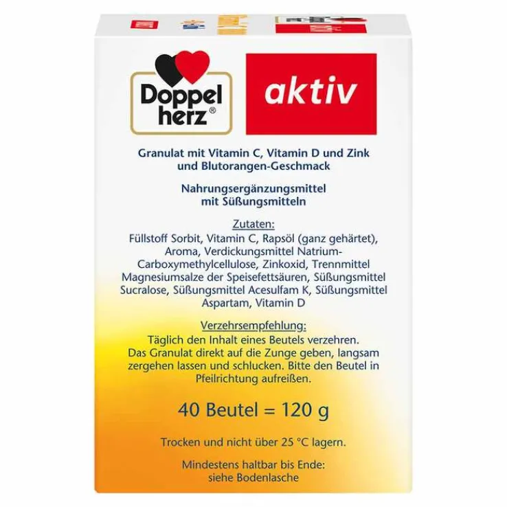 Doppelherz Vitamin C 1000 + D3 + Zink Direct Pellets, 40 St