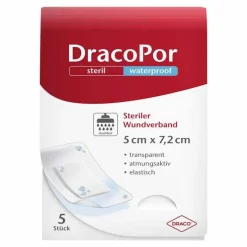 DracoPor waterproof Wundverband 5x7,2 cm steril, 5 St
