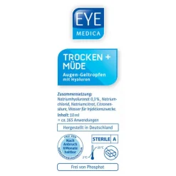 Eye Medica trocken + müde 0,3% Hyaluron Aug.-Geltro., 1 St