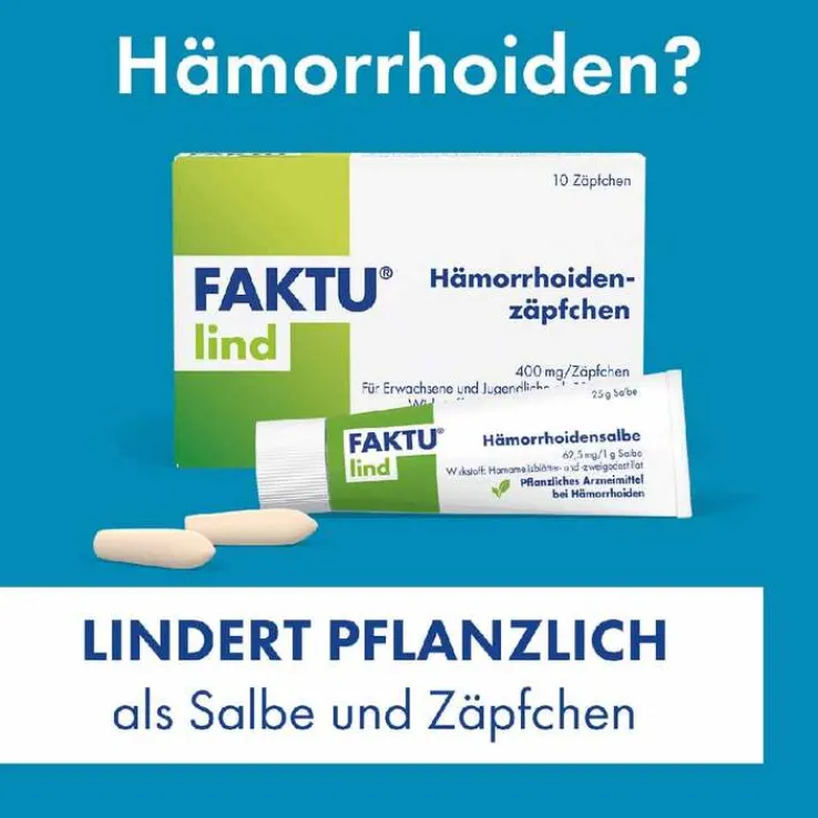 FAKTU lind Hämorrhoidenzäpfchen mit Hamamelis, 10 St