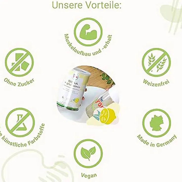 For You Bcca + glutamin Energy & Recovery Zitrone, 480 g