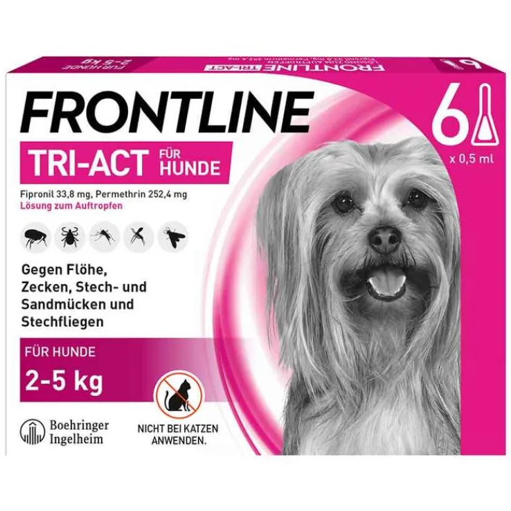 FRONTLINE TRI-ACT® gegen Zecke, Floh und fliegende Insekten bei Hunden (2-5kg), 6 St