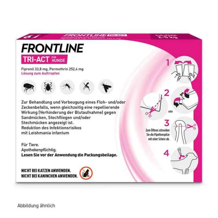 FRONTLINE TRI-ACT® gegen Zecke, Floh und fliegende Insekten bei Hunden (2-5kg), 6 St