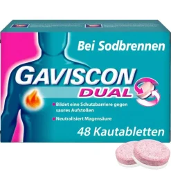 GAVISCON® Dual Kautabletten mit Zweifachwirkung gegen Sodbrennen, 48 St