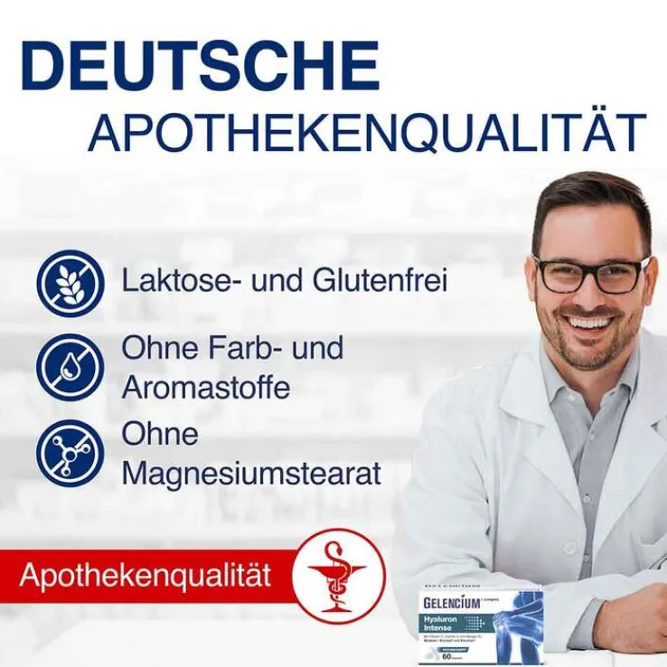 Gelencium Hyaluron Intense hochdosiert mit Vitamin C Kapseln , 60 St
