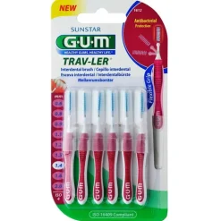 GUM Trav-Ler 1,4mm Kerze pink Interdental + 6Kappen, 6 St