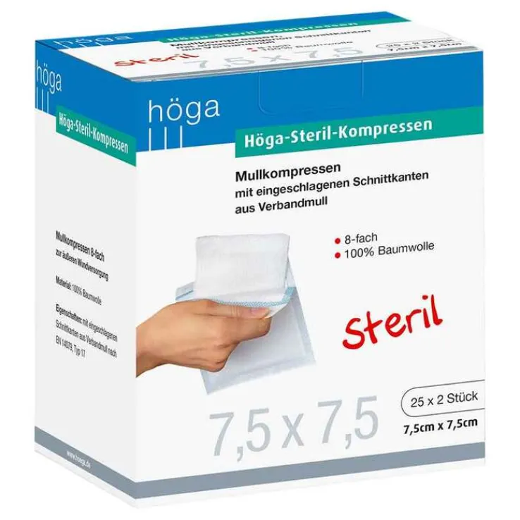 Höga Steril Kompressen 7,5x7,5cm 8fach, 25X2 St