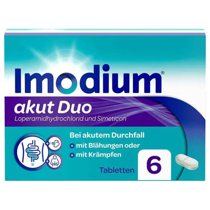 Imodium akut Duo - bei akutem Durchfall mit Blähungen, 6 St