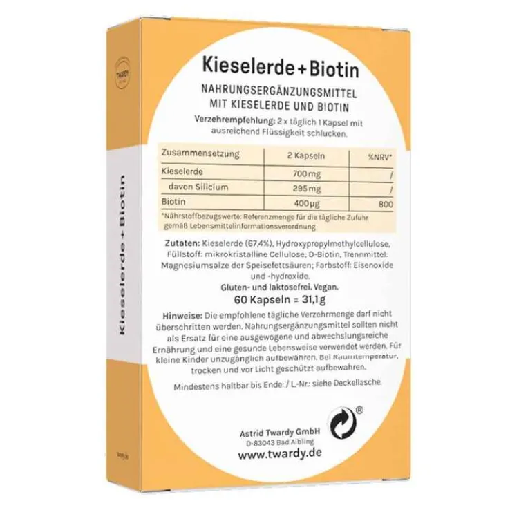 Kieselerde + Biotin Kapseln vegan, 60 St