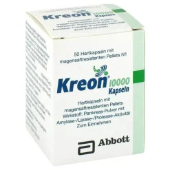 Kreon 10.000 Hartkapseln mit magensaftresistent überzogene Pellets, 50 St