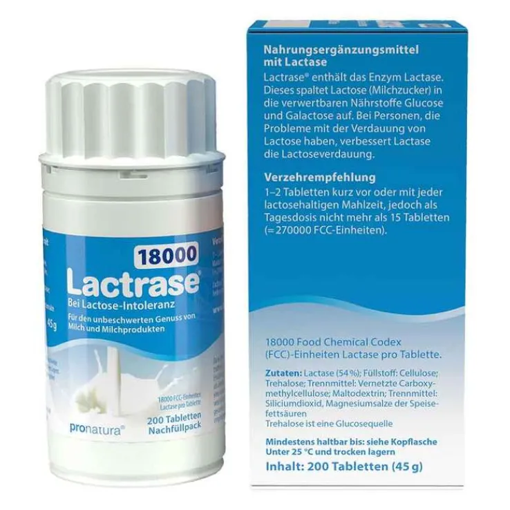 Lactrase 18.000 FCC Tabletten teilbar Nachfüllpackung , 200 St