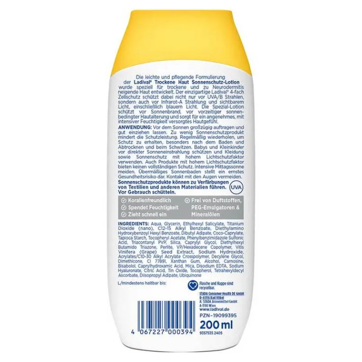 Ladival trockene Haut Sonnenschutz-Lotion LSF 30, 200 ml