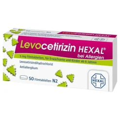 Levocetirizin Hexal bei Allergien 5 mg Filmtabletten , 50 St