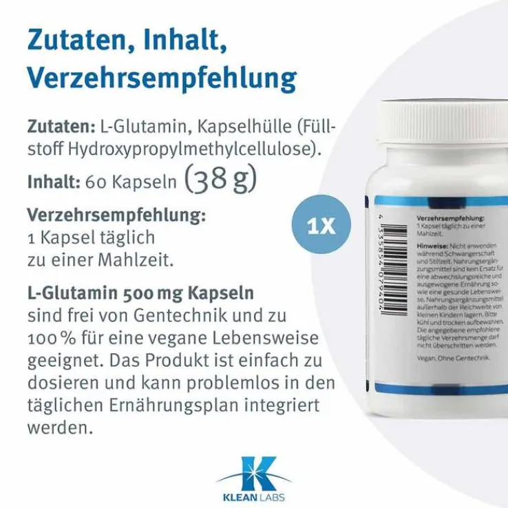 L-Glutamin 500 mg Kapseln, 60 St