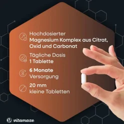 Magnesium 350 mg Komplex Citrat / Oxid / Carbonat vegan Tabletten , 180 St