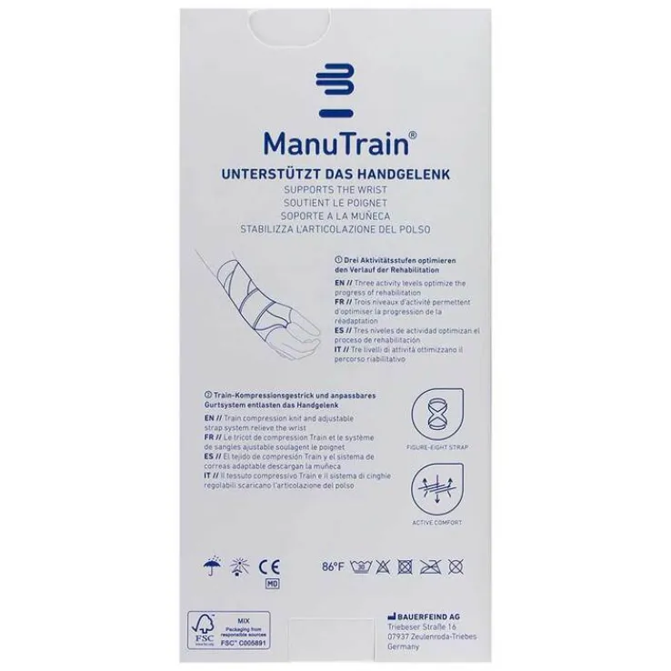 Manutrain Handgelenkbandage Größe 1 rechts titan, 1 St