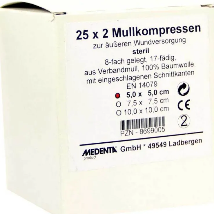 Mullkompressen 5x5 cm steril 8-fach, 25X2 St