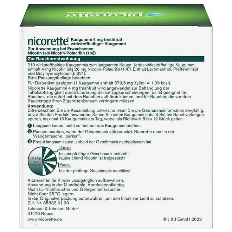 nicorette® Kaugummi freshfruit, 4 mg Nikotin, 210 St