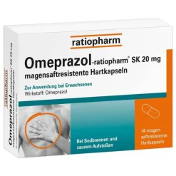 Omeprazol ratiopharm SK 20 mg magensaftresistent Hartkapseln, 14 St
