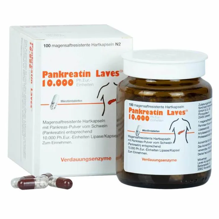 Pankreatin Laves 10.000 Ph.Eur.-Einh.magensaftresistent Hartkapseln , 100 St
