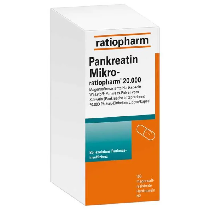 Pankreatin Mikro ratiop.20000 magens.Hartkapseln, 100 St