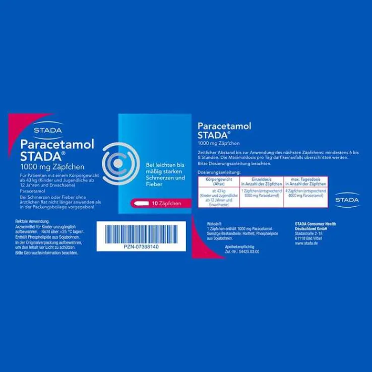 Paracetamol STADA® 1000 mg Zäpfchen, 10 St