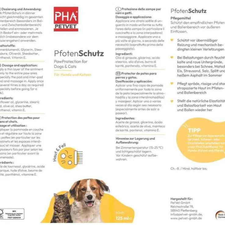 PHA Pfotenschutz für Hunde Paste, 125 g