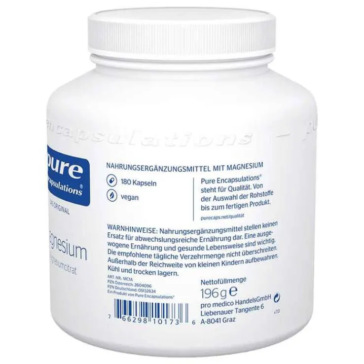 Pure Encapsulations Magnesium Magnesiumcitrat Kapseln, 180 St