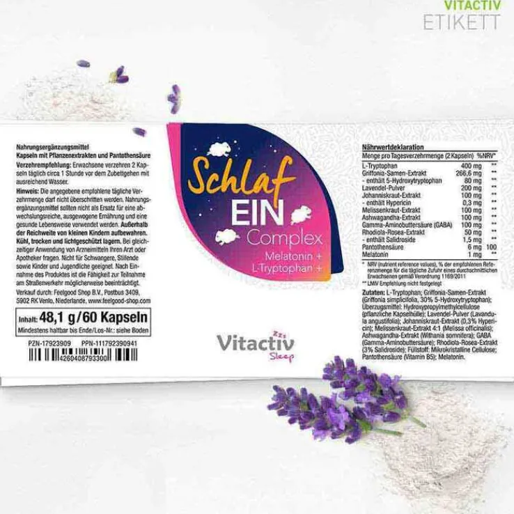 Schlafein Complex mit Melatonin Kapseln, 60 St