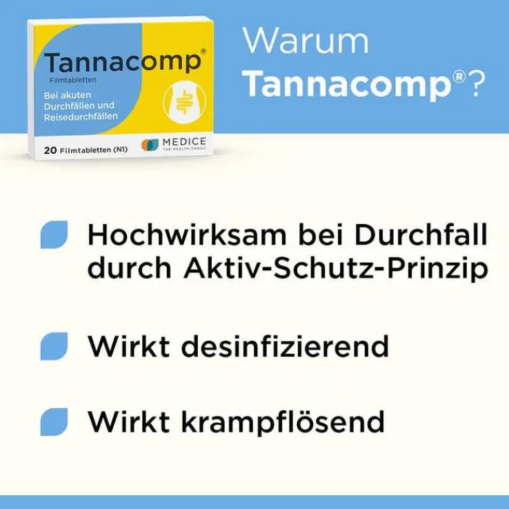 Tannacomp® Filmtabletten bei akutem Durchfall , 20 St