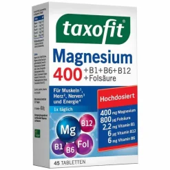 Taxofit Magnesium 400 + B1 + B6 + B12 + Folsäure Tabletten, 45 St